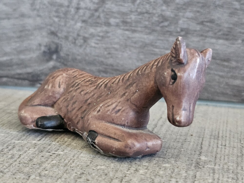 Christmas Nativity Vintage Replacement Porcelain Donkey Foal Horse 1.5x3.5" G3f3